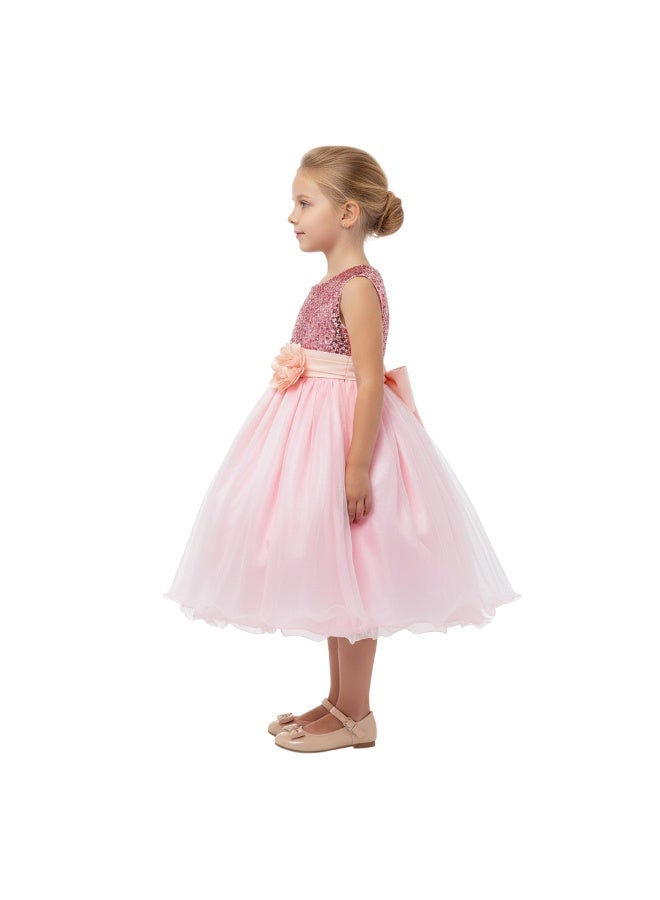D'Daniela Sparkly Sequins and Flower Dress Pink - Image 3